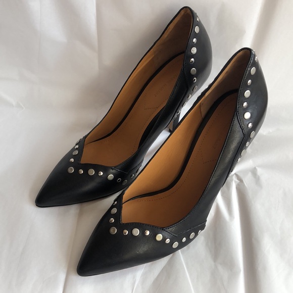 Isabel Marant Black Leather Studded Heels, Size 38 (US Size 8), EUC. - Picture 10 of 16